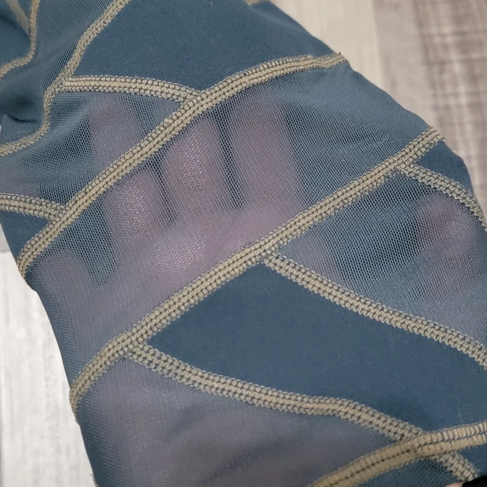 Athleta Capri Teal Mesh Bottom Leggings - Picture 9 of 13